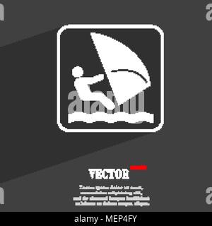 Windsurfing symbol Flat modern web design with long shadow and space for your text. Vector illustration Stock Vector