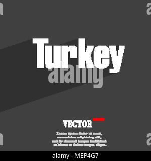 Turkey symbol Flat modern web design with long shadow and space for your text. Vector illustration Stock Vector