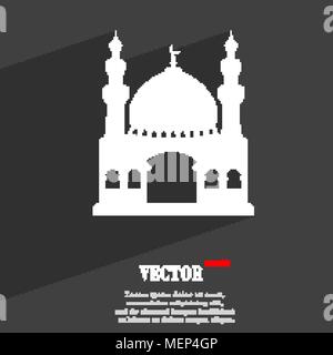 Turkish architecture, mosque symbol Flat modern web design with long shadow and space for your text. Vector illustration Stock Vector