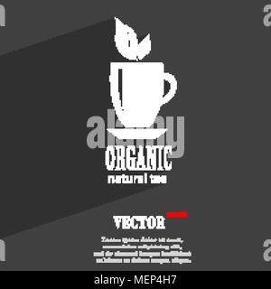 Organic natural tea symbol Flat modern web design with long shadow and space for your text. Vector illustration Stock Vector