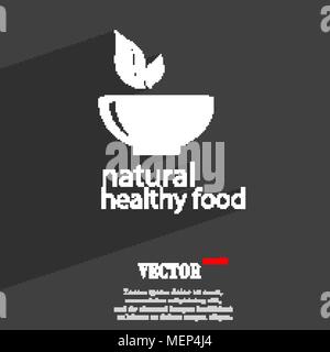 healthy food concept symbol Flat modern web design with long shadow and space for your text. Vector illustration Stock Vector