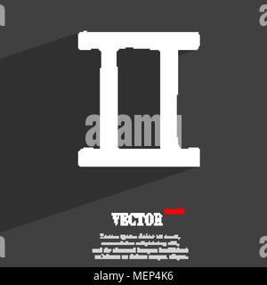 Gemini symbol Flat modern web design with long shadow and space for your text. Vector illustration Stock Vector