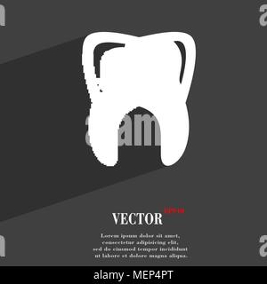 Tooth symbol Flat modern web design with long shadow and space for your text. Vector illustration Stock Vector