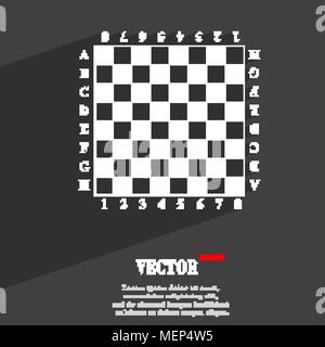 Modern Chess board symbol Flat modern web design with long shadow and space for your text. Vector illustration Stock Vector