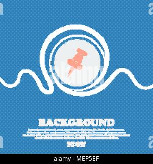 push pin icon sign. Blue and white abstract background flecked with space for text and your design. Vector illustration Stock Vector