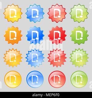 Add file icon sign. Big set of 16 colorful modern buttons for your design. Vector illustration Stock Vector