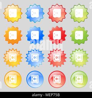 safe icon sign. Big set of 16 colorful modern buttons for your design. Vector illustration Stock Vector