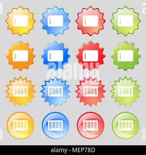 barcode icon sign. Big set of 16 colorful modern buttons for your design. Vector illustration Stock Vector