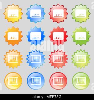 barcode icon sign. Big set of 16 colorful modern buttons for your design. Vector illustration Stock Vector