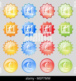 fishing icon sign. Big set of 16 colorful modern buttons for your design. Vector illustration Stock Vector