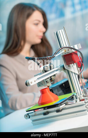 Professional female engineer working with 3d printing Stock Photo