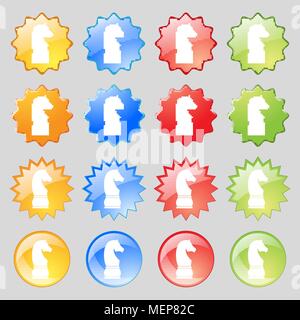 Chess knight icon sign. Big set of 16 colorful modern buttons for your design. Vector illustration Stock Vector