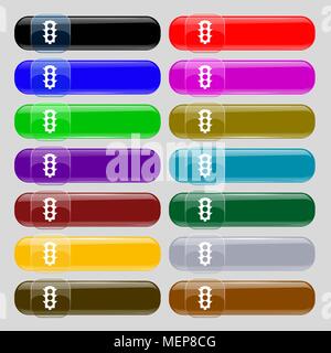 Traffic light signal icon sign. Set from fourteen multi-colored glass buttons with place for text. Vector illustration Stock Vector