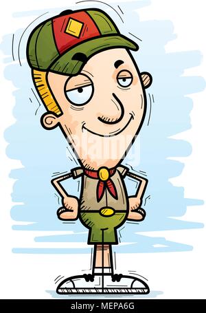 A cartoon illustration of a boy scout looking confident. Stock Vector