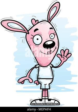A cartoon illustration of a bunny waving. Stock Vector