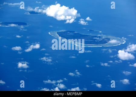 Overflying an Indonesian Archipelago in the Java Sea near Borneo Stock Photo