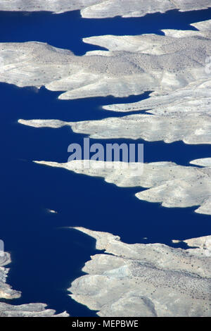 Strata along the Coast Line of Lake Mead, Nevada, USA Stock Photo