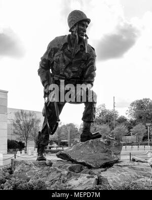 Fayetteville, NC- Janurary 12, 2012: Iron Mike Statue dedicated to WWII Soldiers Stock Photo