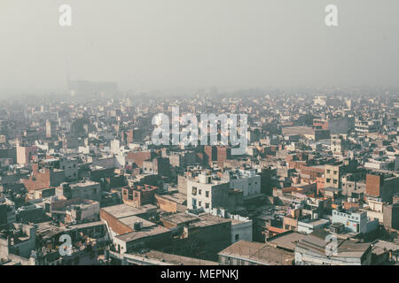 view from Aeroplane, Aero view, bird eye view, buildings view with wing plane in Delhi India Stock Photo