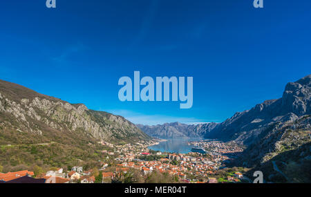 Stunning landscape of the Bay of Kotor in Montenegro as seen from the road to Lovcen National Park Stock Photo