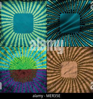 Set Vintage Colored Rays background. EPS10. Vector illustration Stock Vector