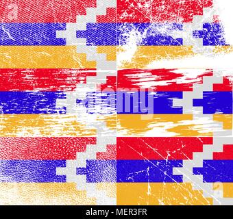 Flag of Karabakh Republic with old texture. Vector illustration Stock Vector