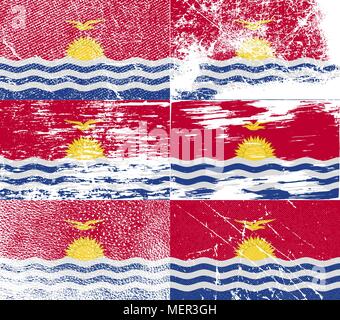 Flag of Kiribati with old texture. Vector illustration Stock Vector