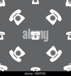 Retro telephone icon symbol. Seamless pattern on a gray background. Vector illustration Stock Vector