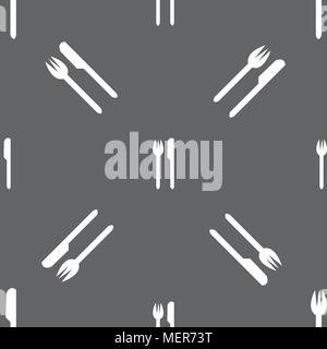 Eat sign icon. Cutlery symbol. Fork and knife. Seamless pattern on a gray background. Vector illustration Stock Vector