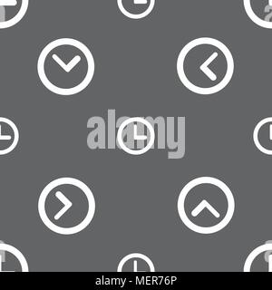Clock sign icon. Mechanical clock symbol. Seamless pattern on a gray background. Vector illustration Stock Vector