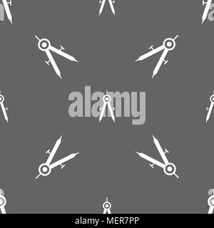 Mathematical Compass sign icon. Seamless pattern on a gray background. Vector illustration Stock Vector
