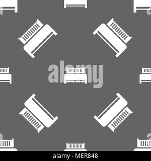 Hotel, bed icon sign. Seamless pattern on a gray background. Vector illustration Stock Vector