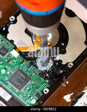 Concept picture, a distressed PC hard drive. Stock Photo