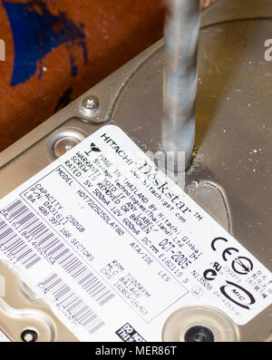 Concept picture, a distressed PC hard drive. Stock Photo
