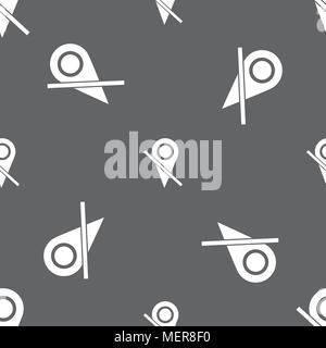 Map pointer icon sign. Seamless pattern on a gray background. Vector illustration Stock Vector