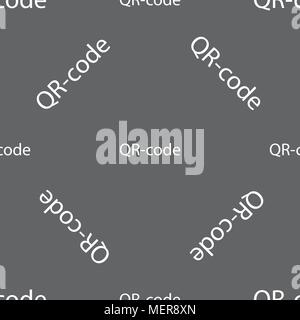 Qr code sign icon. Scan code symbol. Seamless pattern on a gray background. Vector illustration Stock Vector