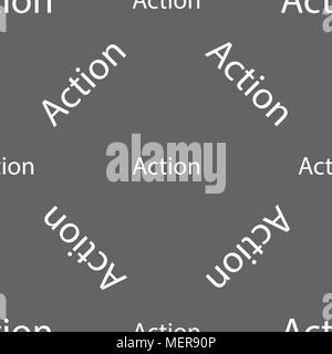 Action sign icon. Motivation button with arrow. Seamless pattern on a gray background. Vector illustration Stock Vector