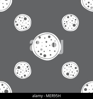 Pizza Icon. Seamless pattern on a gray background. Vector illustration Stock Vector
