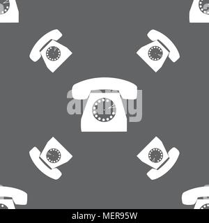 Retro telephone icon symbol. Seamless pattern on a gray background. Vector illustration Stock Vector