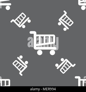 Shopping Cart sign icon. Online buying button. Seamless pattern on a gray background. Vector illustration Stock Vector