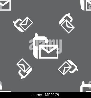 Mail icon. Envelope symbol. Message sms sign. Seamless pattern on a gray background. Vector illustration Stock Vector