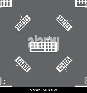 Computer keyboard Icon. Seamless pattern on a gray background. Vector illustration Stock Vector