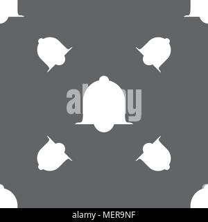 Alarm bell sign icon. Wake up alarm symbol. Speech bubbles information icons.. Seamless pattern on a gray background. Vector illustration Stock Vector