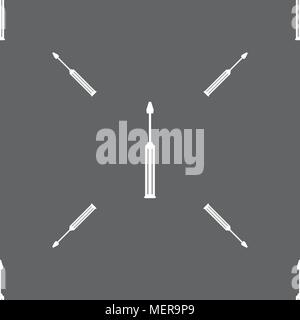 Screwdriver tool sign icon. Fix it symbol. Repair sig. Seamless pattern on a gray background. Vector illustration Stock Vector