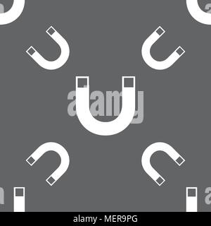 magnet sign icon. horseshoe it symbol. Repair sig. Seamless pattern on a gray background. Vector illustration Stock Vector
