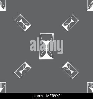 Hourglass sign icon. Sand timer symbol. Seamless pattern on a gray background. Vector illustration Stock Vector