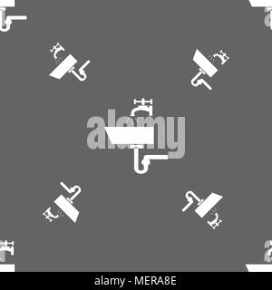 Washbasin icon sign. Seamless pattern on a gray background. Vector illustration Stock Vector