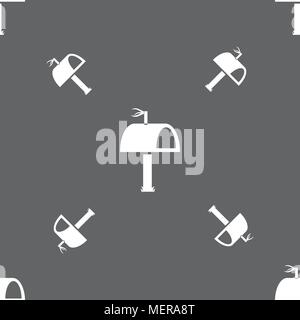 Mailbox icon sign. Seamless pattern on a gray background. Vector illustration Stock Vector