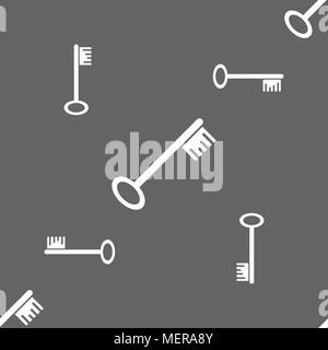 Key icon sign. Seamless pattern on a gray background. Vector illustration Stock Vector