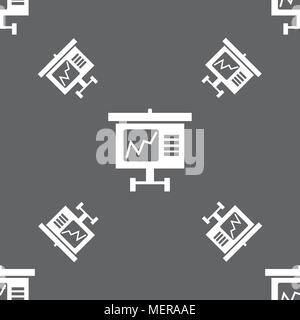 Graph icon sign. Seamless pattern on a gray background. Vector illustration Stock Vector